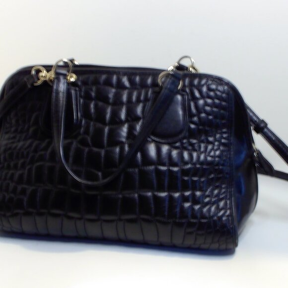 Coach,  Croc Embossed, Black Leather with Crossbody Strap, Medium in Size - Picture 5 of 6